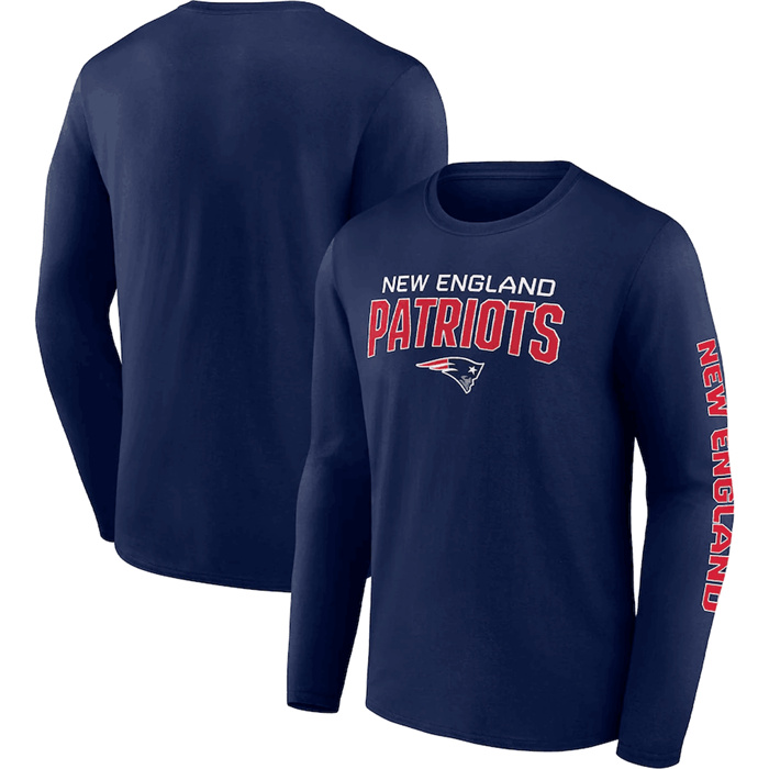 Men's New England Patriots Navy Go The Distance Long Sleeve T-Shirt Men's New England Patriots Navy Go The Distance Long Sleeve T-Shirt