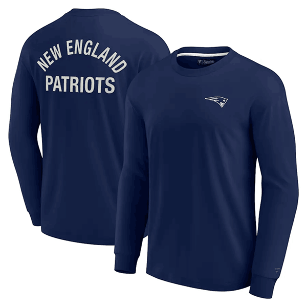 Men's New England Patriots Navy Signature Unisex Super Soft Long Sleeve T-Shirt Men's New England Patriots Navy Signature Unisex Super Soft Long Sleeve T-Shirt