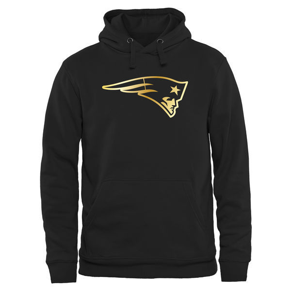 Men's New England Patriots Pro Black Gold Collection Pullover Hoodie