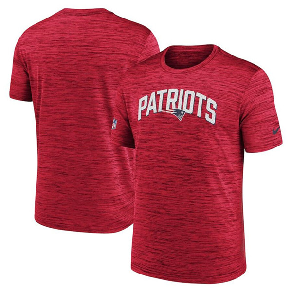 Men's New England Patriots Red Sideline Velocity Stack Performance T-Shirt Men's New England Patriots Red Sideline Velocity Stack Performance T-Shirt
