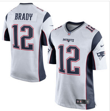 Men's New England Patriots Tom Brady Nike White Navy Blue Game Jersey