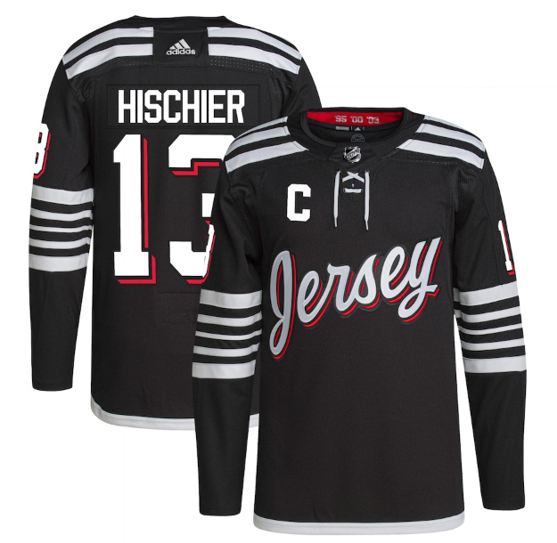 Men's New Jersey Devils #13 Nico Hischier 2021 2022 Black Stitched Jersey Men's New Jersey Devils #13 Nico Hischier 2021 2022 Black Stitched Jersey