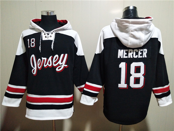 Men's New Jersey Devils #18 Dawson Mercer Black White Ageless Must-Have Lace-Up Pullover Hoodie Men's New Jersey Devils #18 Dawson Mercer Black White Ageless Must-Have Lace-Up Pullover Hoodie