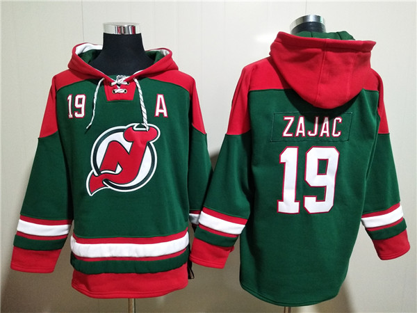 Men's New Jersey Devils #19 Travis Zajac Green Ageless Must-Have Lace-Up Pullover Hoodie Men's New Jersey Devils #19 Travis Zajac Green Ageless Must-Have Lace-Up Pullover Hoodie
