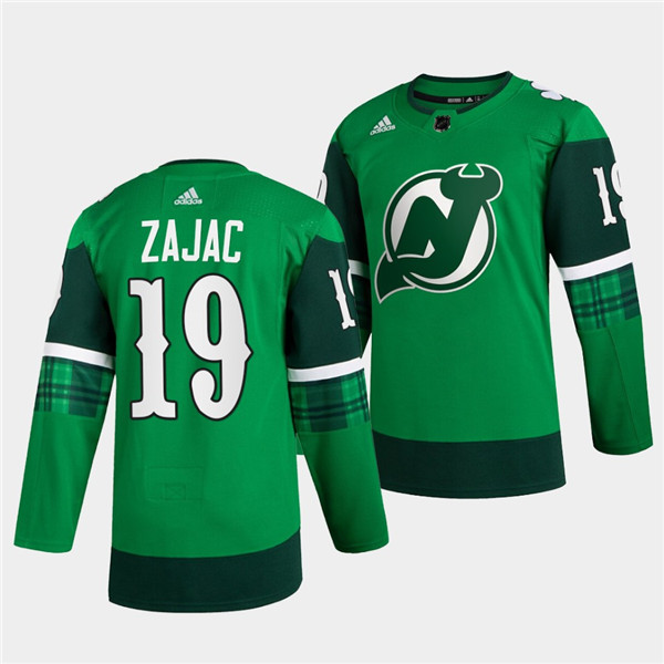 Men's New Jersey Devils #19 Travis Zajac Green Warm-Up St Patricks Day Stitched Jersey Men's New Jersey Devils #19 Travis Zajac Green Warm-Up St Patricks Day Stitched Jersey
