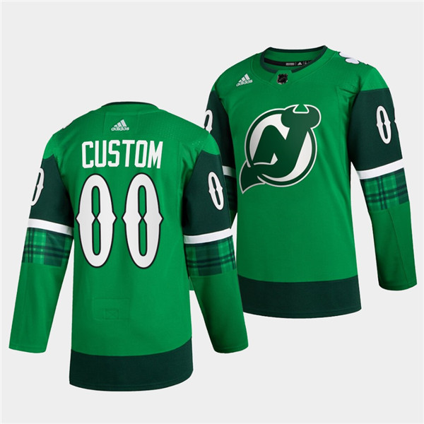 Men's New Jersey Devils Active Player Custom Green Warm-Up St Patricks Day Stitched Jersey Men's New Jersey Devils Active Player Custom Green Warm-Up St Patricks Day Stitched Jersey