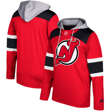 Men's New Jersey Devils Adidas Red Silver Jersey Pullover Hoodie