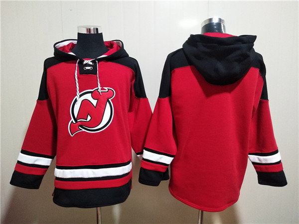 Men's New Jersey Devils Blank Red Ageless Must-Have Lace-Up Pullover Hoodie Men's New Jersey Devils Blank Red Ageless Must-Have Lace-Up Pullover Hoodie