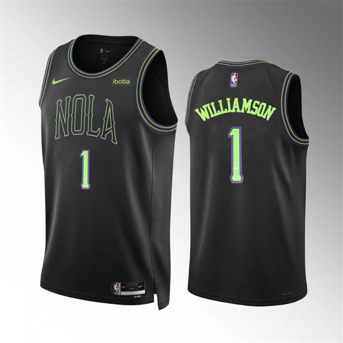 Men's New Orleans Pelicans #1 Zion Williamson Black City Edition Stitched Basketball Jersey Men's New Orleans Pelicans #1 Zion Williamson Black City Edition Stitched Basketball Jersey