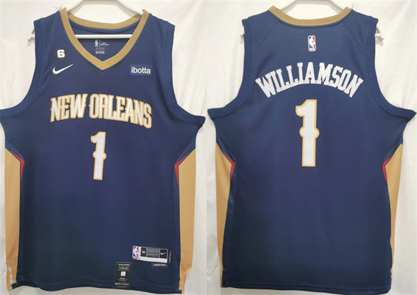 Men's New Orleans Pelicans #1 Zion Williamson Navy Stitched Basketball Jersey Men's New Orleans Pelicans #1 Zion Williamson Navy Stitched Basketball Jersey