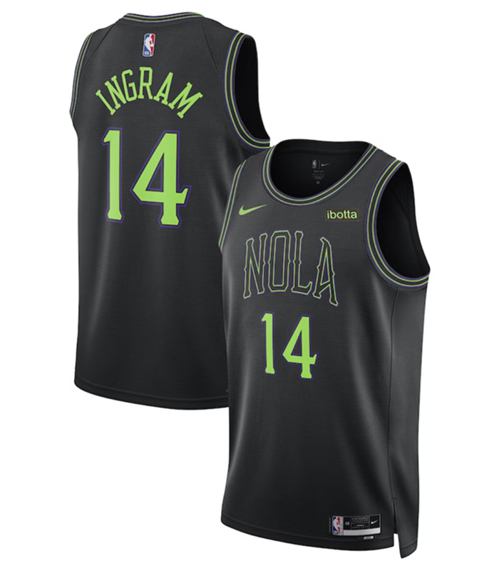 Men's New Orleans Pelicans #14 Brandon Ingram Black City Edition Stitched Basketball Jersey Men's New Orleans Pelicans #14 Brandon Ingram Black City Edition Stitched Basketball Jersey