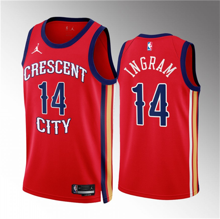 Men's New Orleans Pelicans #14 Brandon Ingram Red 2022 23 Statement Edition Stitched Basketball Jersey Men's New Orleans Pelicans #14 Brandon Ingram Red 2022 23 Statement Edition Stitched Basketball Jersey