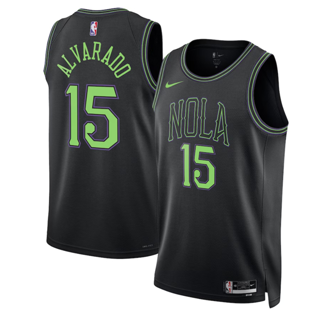 Men's New Orleans Pelicans #15 Jose Alvarado Black 2025 26 City Ediiton Stitched Basketball Jersey Men's New Orleans Pelicans #15 Jose Alvarado Black 2025 26 City Ediiton Stitched Basketball Jersey