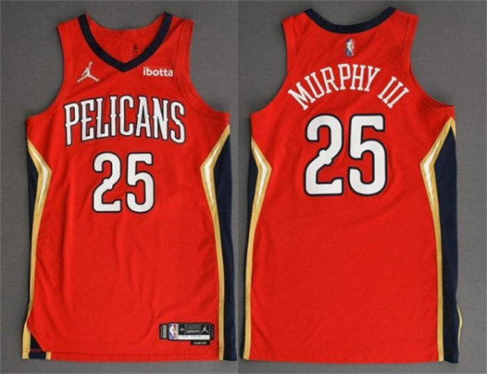 Men's New Orleans Pelicans #25 Trey Murphy III 2022 Red Statement Edition Stitched Jersey Men's New Orleans Pelicans #25 Trey Murphy III 2022 Red Statement Edition Stitched Jersey