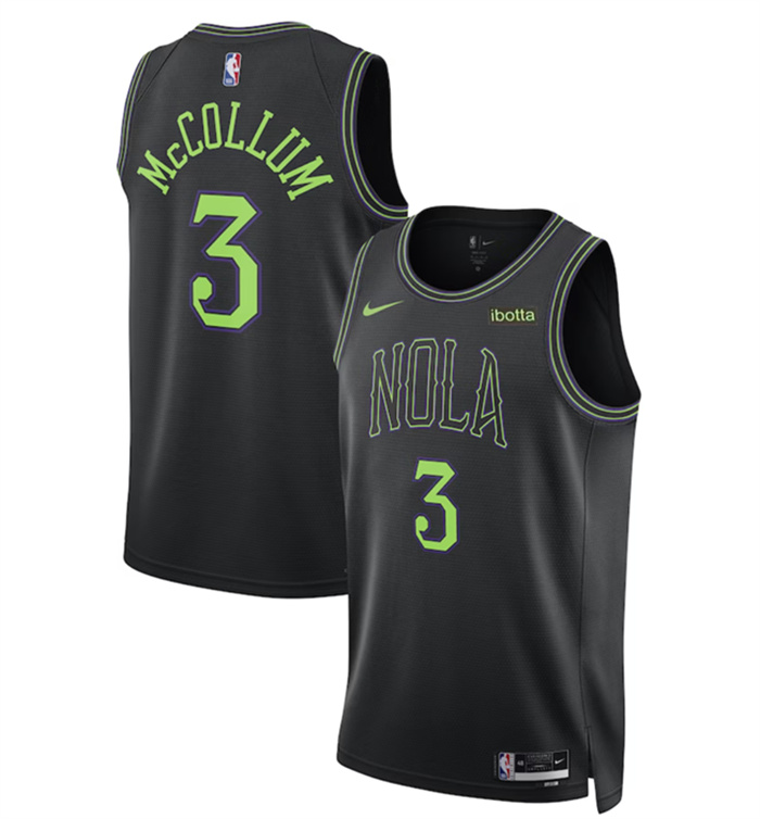 Men's New Orleans Pelicans #3 C.J. McCollum Black City Edition Stitched Basketball Jersey Men's New Orleans Pelicans #3 C.J. McCollum Black City Edition Stitched Basketball Jersey