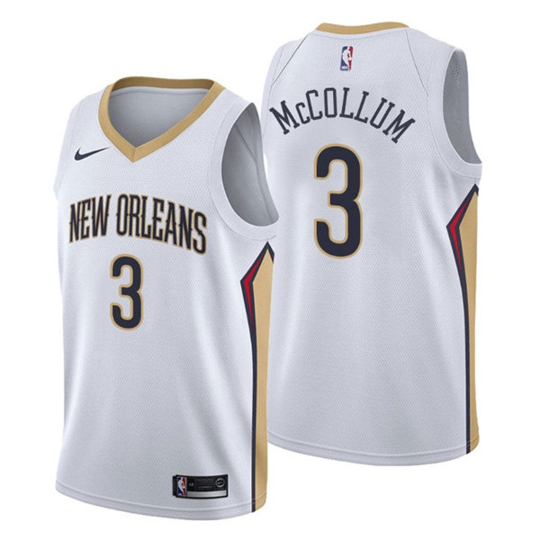 Men's New Orleans Pelicans #3 C.J. McCollum White Association Edition Stitched Jersey Men's New Orleans Pelicans #3 C.J. McCollum White Association Edition Stitched Jersey