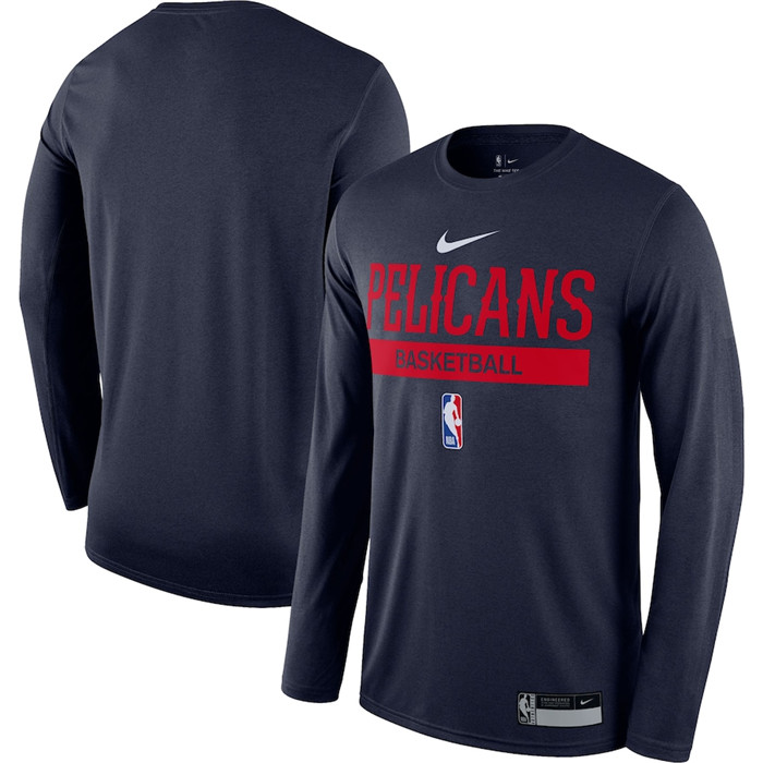 Men's New Orleans Pelicans Navy 2022 23 Legend On-Court Practice Performance Long Sleeve T-Shirt