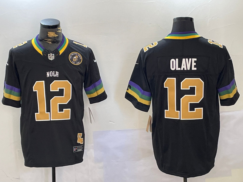 Men's New Orleans Saints #12 Chris Olave Black 2024 F.U.S.E. Vapor Limited Stitched Jersey 3