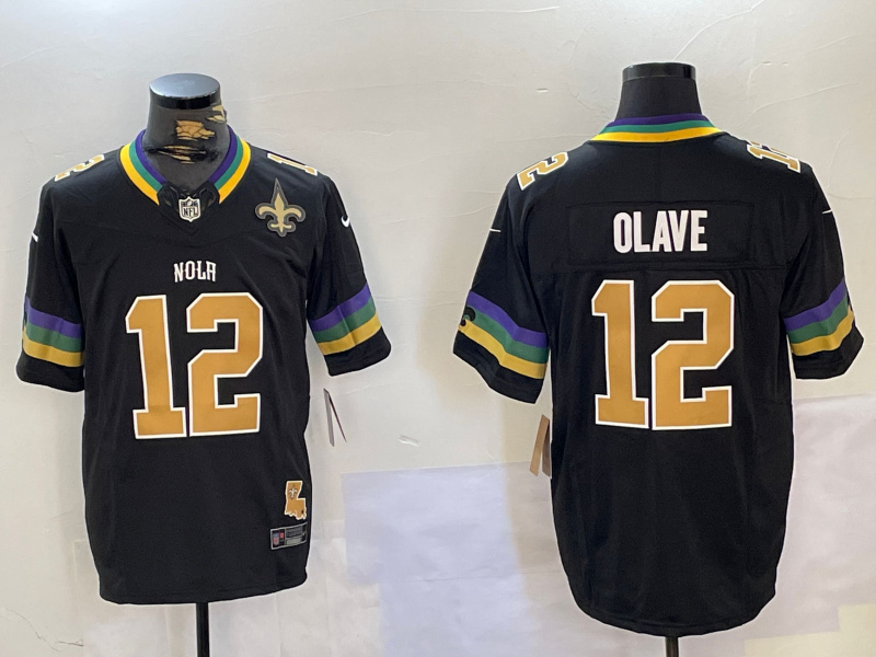 Men's New Orleans Saints #12 Chris Olave Black 2024 F.U.S.E. Vapor Limited Stitched Jersey 5