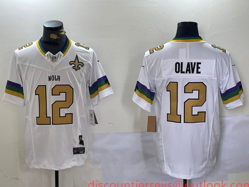 Men's New Orleans Saints #12 Chris Olave BlackWhite 1987 Legacy Cool Base Stitched Baseball Jersey 3