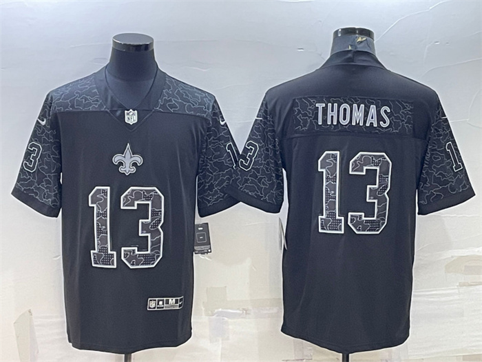 Men's New Orleans Saints #13 Michael Thomas Black Reflective Limited Stitched Football Jersey Men's New Orleans Saints #13 Michael Thomas Black Reflective Limited Stitched Football Jersey