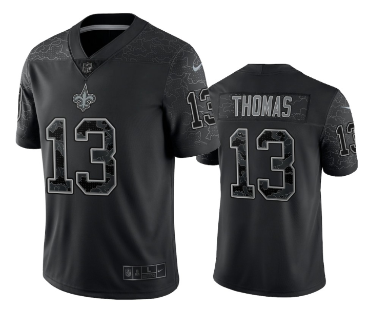 Men's New Orleans Saints #13 Michael Thomas Black Reflective Limited Stitched Football Jersey Men's New Orleans Saints #13 Michael Thomas Black Reflective Limited Stitched Football Jersey