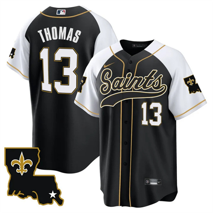 Men's New Orleans Saints #13 Michael Thomas Black White 1987 Legacy Cool Base Stitched Baseball Jersey Men's New Orleans Saints #13 Michael Thomas Black White 1987 Legacy Cool Base Stitched Baseball Jersey