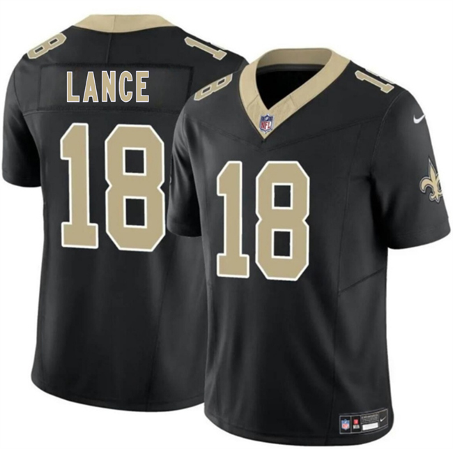 Men's New Orleans Saints #18 Bryce Lance Black 2026 F.U.S.E Vapor Limited Stitched Football Jersey Men's New Orleans Saints #18 Bryce Lance Black 2026 F.U.S.E Vapor Limited Stitched Football Jersey