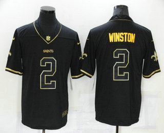 Men's New Orleans Saints #2 Jameis Winston Black Golden Edition Stitched NFL Nike Limited Jersey Men's New Orleans Saints #2 Jameis Winston Black Golden Edition Stitched NFL Nike Limited Jersey