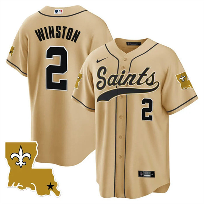 Men's New Orleans Saints #2 Jameis Winston Gold 1987 Legacy Cool Base Stitched Baseball Jersey Men's New Orleans Saints #2 Jameis Winston Gold 1987 Legacy Cool Base Stitched Baseball Jersey