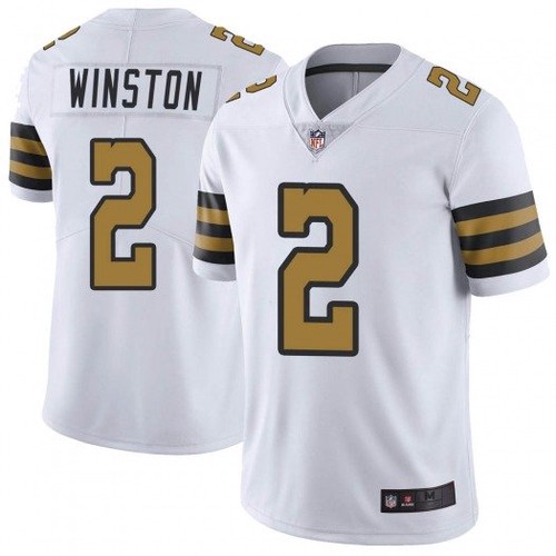 Men's New Orleans Saints #2 Jameis Winston White Color Rush Jersey Men's New Orleans Saints #2 Jameis Winston White Color Rush Jersey