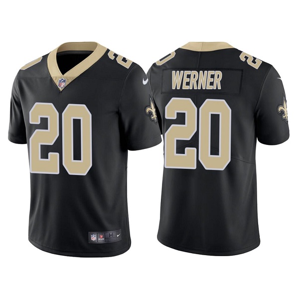 Men's New Orleans Saints #20 Pete Werner Black Vapor Limited Stitched Jersey Men's New Orleans Saints #20 Pete Werner Black Vapor Limited Stitched Jersey