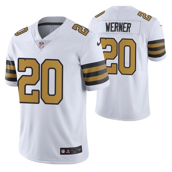 Men's New Orleans Saints #20 Pete Werner White Color Rush Limited Stitched Jersey Men's New Orleans Saints #20 Pete Werner White Color Rush Limited Stitched Jersey