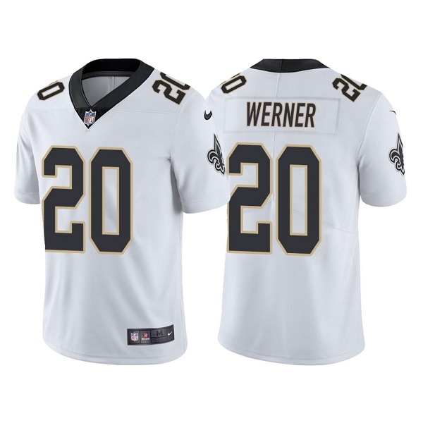 Men's New Orleans Saints #20 Pete Werner White Vapor Limited Stitched Jersey Men's New Orleans Saints #20 Pete Werner White Vapor Limited Stitched Jersey