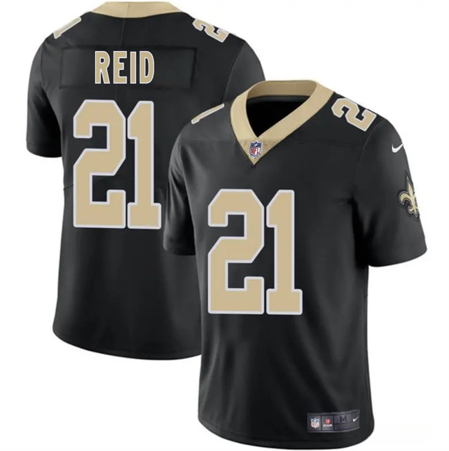 Men's New Orleans Saints #21 Justin Reid Black 2025 Vapor Limited Stitched Football Jersey Men's New Orleans Saints #21 Justin Reid Black 2025 Vapor Limited Stitched Football Jersey