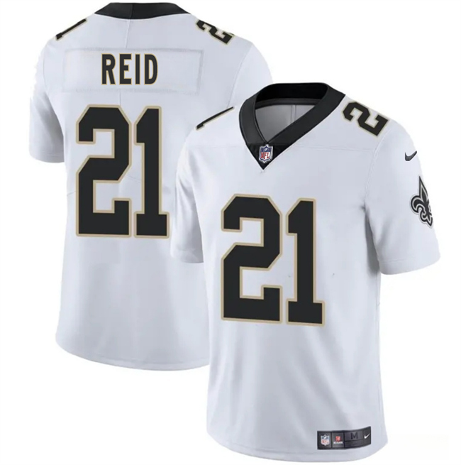 Men's New Orleans Saints #21 Justin Reid White 2025 Vapor Limited Stitched Football Jersey Men's New Orleans Saints #21 Justin Reid White 2025 Vapor Limited Stitched Football Jersey