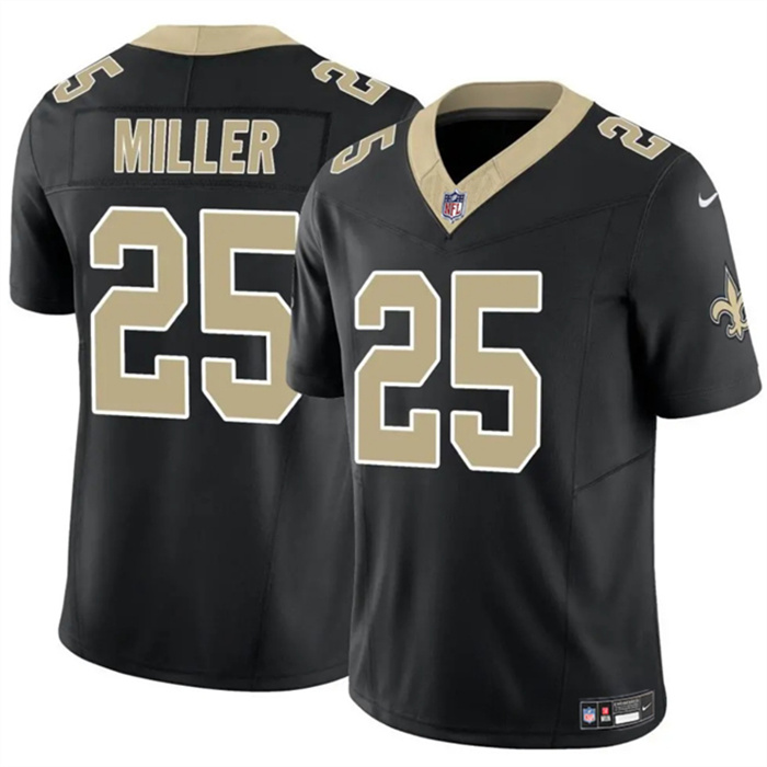 Men's New Orleans Saints #25 Kendre Miller Black Vapor Limited Stitched Football Jersey Men's New Orleans Saints #25 Kendre Miller Black Vapor Limited Stitched Football Jersey