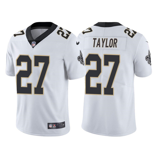 Men's New Orleans Saints #27 Alontae Taylor White Vapor Limited Stitched Jersey Men's New Orleans Saints #27 Alontae Taylor White Vapor Limited Stitched Jersey