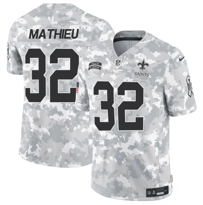 Men's New Orleans Saints #32 Tyrann Mathieu 2024 F.U.S.E Arctic Camo Salute To Service Limited Stitched Football Jersey Men's New Orleans Saints #32 Tyrann Mathieu 2024 F.U.S.E Arctic Camo Salute To Service Limited Stitched Football Jersey