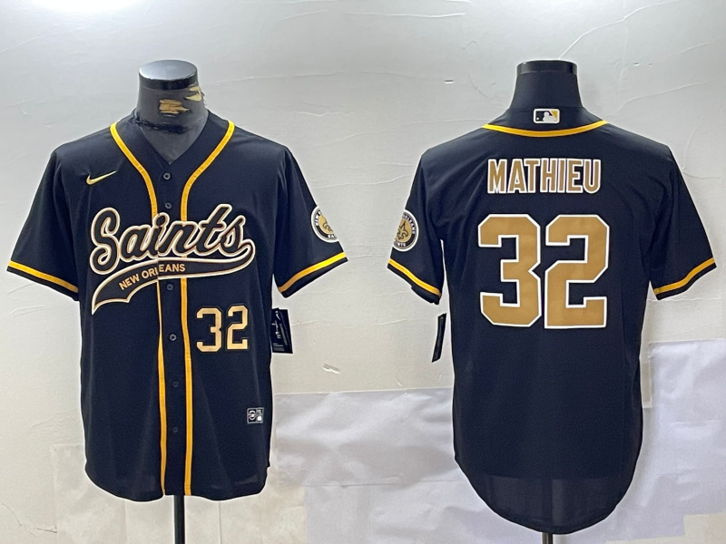 Men's New Orleans Saints #32 Tyrann Mathieu Black Cool Base Stitched Baseball Jersey 21 Men's New Orleans Saints #32 Tyrann Mathieu Black Cool Base Stitched Baseball Jersey 21