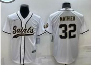 Men's New Orleans Saints #32 Tyrann Mathieu White Stitched MLB Cool Base Nike Baseball Jersey