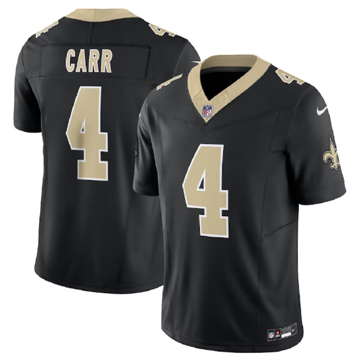 Men's New Orleans Saints #4 Derek Carr Black 2023 F.U.S.E. Vapor Untouchable Limited Stitched Jersey Men's New Orleans Saints #4 Derek Carr Black 2023 F.U.S.E. Vapor Untouchable Limited Stitched Jersey
