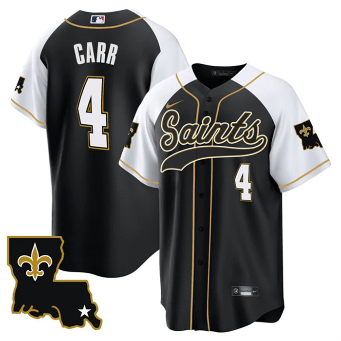 Men's New Orleans Saints #4 Derek Carr Black White 1987 Legacy Cool Base Stitched Baseball Jersey Men's New Orleans Saints #4 Derek Carr Black White 1987 Legacy Cool Base Stitched Baseball Jersey