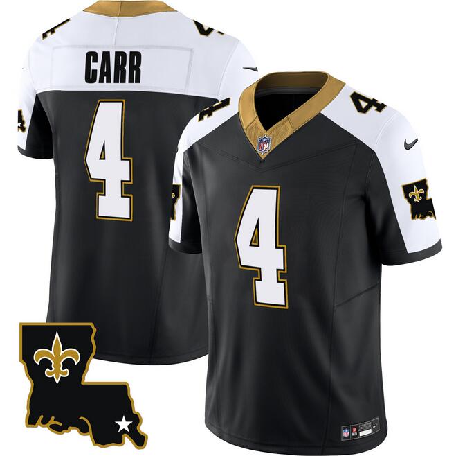Men's New Orleans Saints #4 Derek Carr Black White 2023 F.U.S.E. 1987 Legacy Vapor Stitched Jersey Men's New Orleans Saints #4 Derek Carr Black White 2023 F.U.S.E. 1987 Legacy Vapor Stitched Jersey