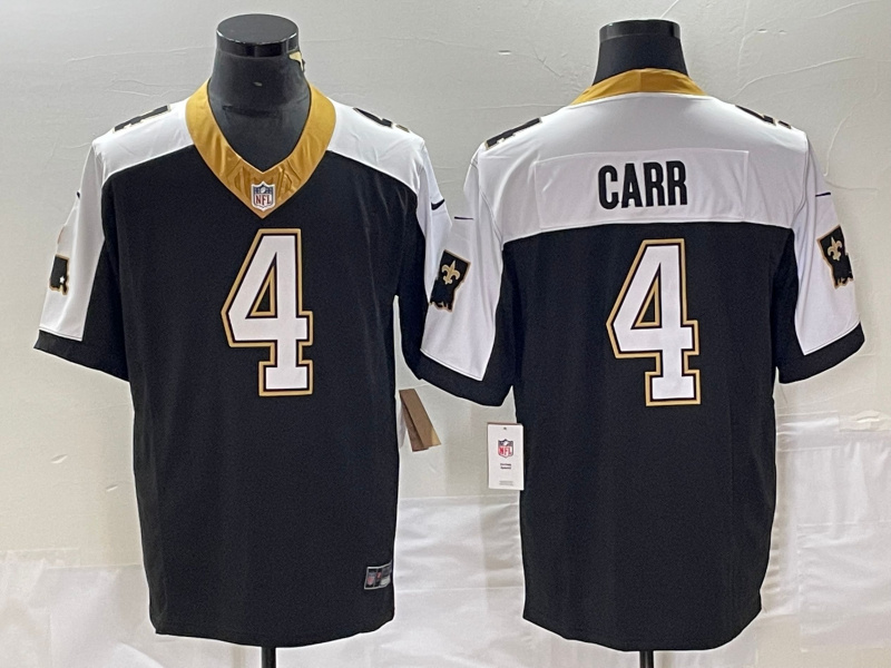 Men's New Orleans Saints #4 Derek Carr Black White 2023 F.U.S.E. 1987 Legacy Vapor Stitched Jersey