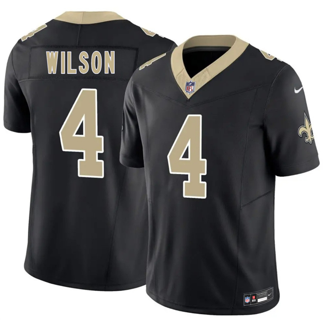 Men's New Orleans Saints #4 Zach Wilson Black 2026 F.U.S.E Vapor Limited Stitched Football Jersey Men's New Orleans Saints #4 Zach Wilson Black 2026 F.U.S.E Vapor Limited Stitched Football Jersey