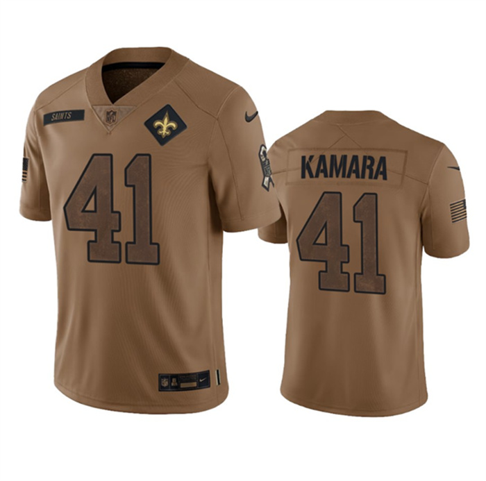 Men's New Orleans Saints #41 Alvin Kamara 2023 Brown Salute To Service Limited Limited Stitched Jersey Men's New Orleans Saints #41 Alvin Kamara 2023 Brown Salute To Service Limited Limited Stitched Jersey