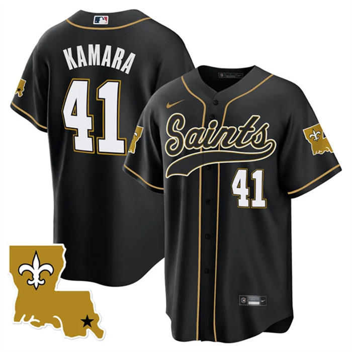 Men's New Orleans Saints #41 Alvin Kamara Black 1987 Legacy Cool Base Stitched Baseball Jersey Men's New Orleans Saints #41 Alvin Kamara Black 1987 Legacy Cool Base Stitched Baseball Jersey