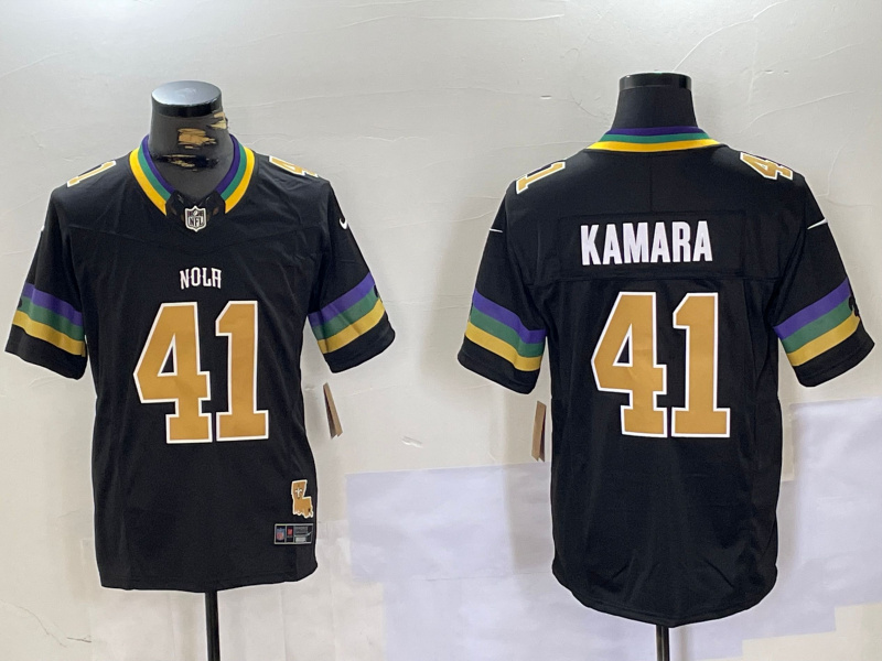 Men's New Orleans Saints #41 Alvin Kamara Black 2024 F.U.S.E. Vapor Limited Stitched Jersey 1
