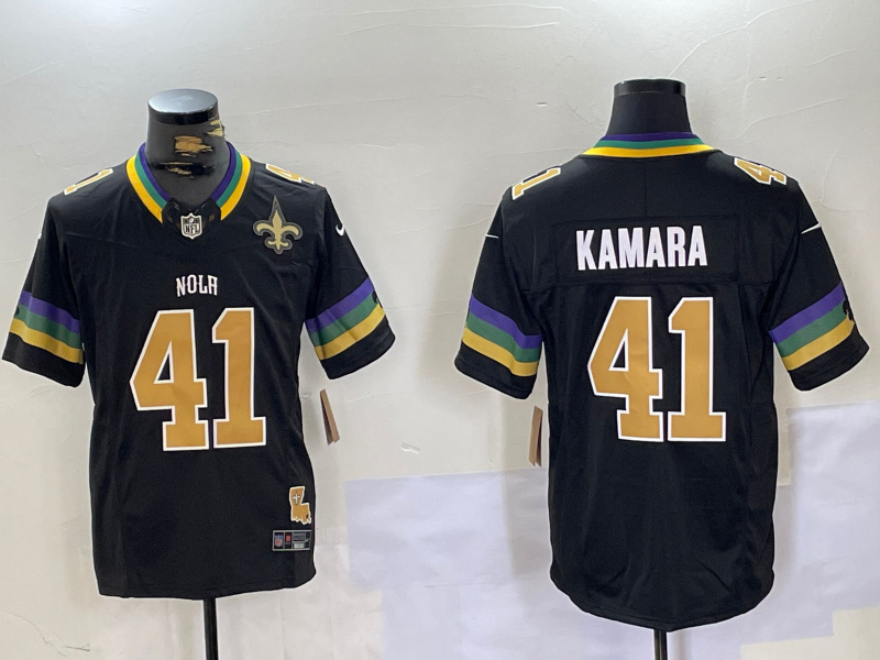 Men's New Orleans Saints #41 Alvin Kamara Black 2024 F.U.S.E. Vapor Limited Stitched Jersey 2